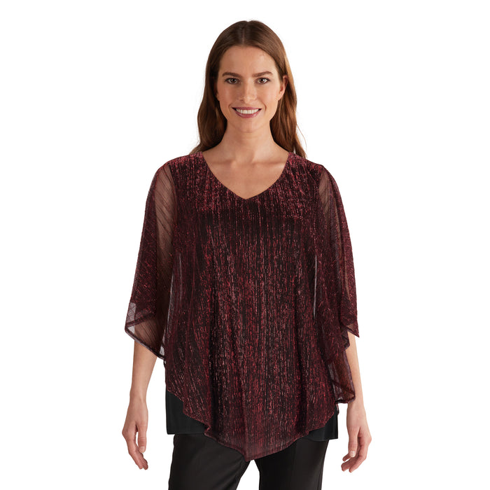 lily morgan Women's Shimmer Chiffon Overlay Top