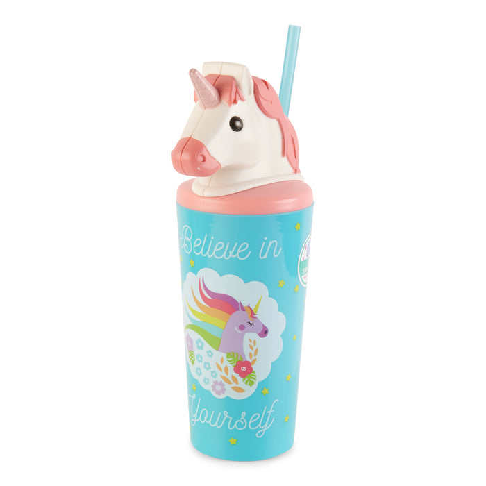 Grand verre en forme de licorne avec paille, 18 oz