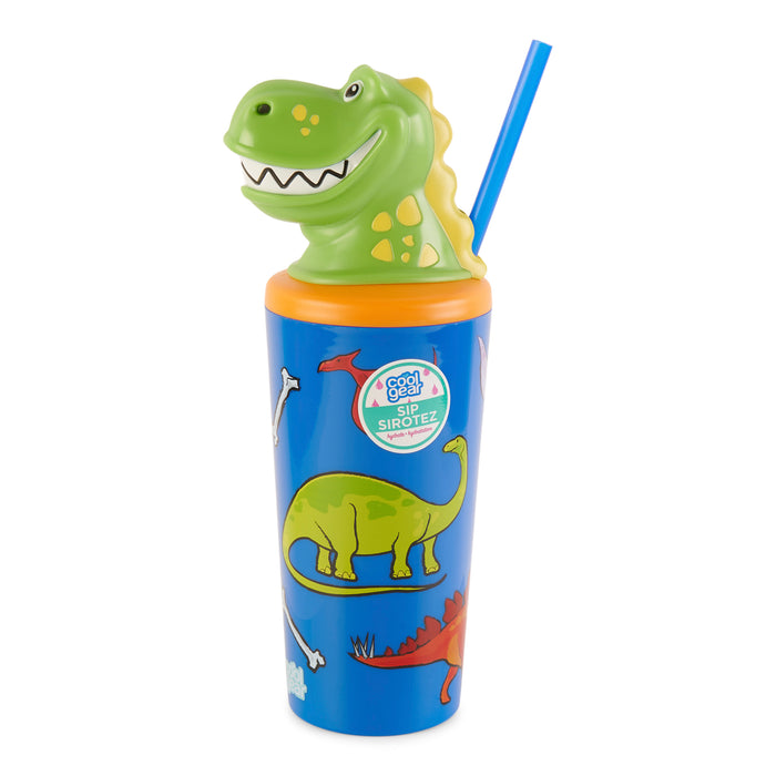 Dinosaur Tumbler With Straw, 18-oz.