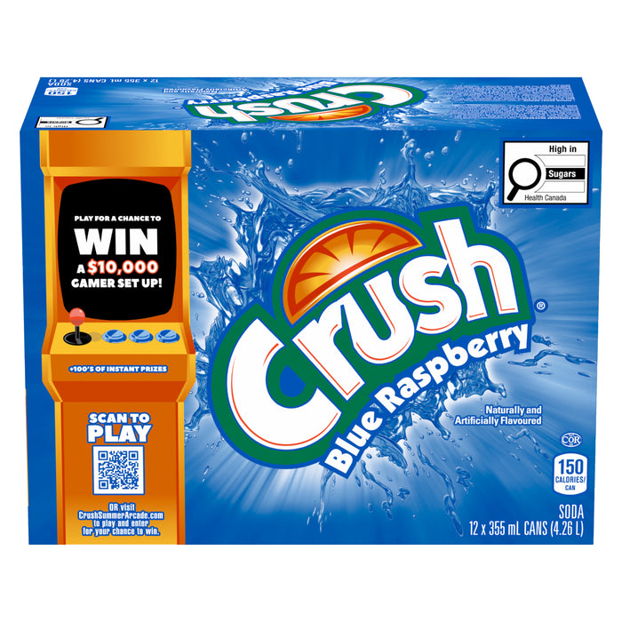 Crush Blue Raspberry Soda, 355 ml x 12-Pack