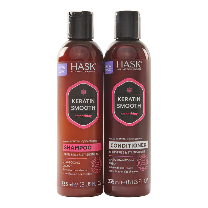 Shampooing et après-shampooing lissants avec kératine Hask, 235 ml, emb. de 2