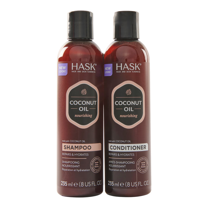 Ensemble shampooing et après-shampooing avec huile de noix de coco Hask, 470 ml
