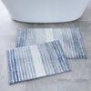 Tapis de bain rayé en microfibre, 2 pièces