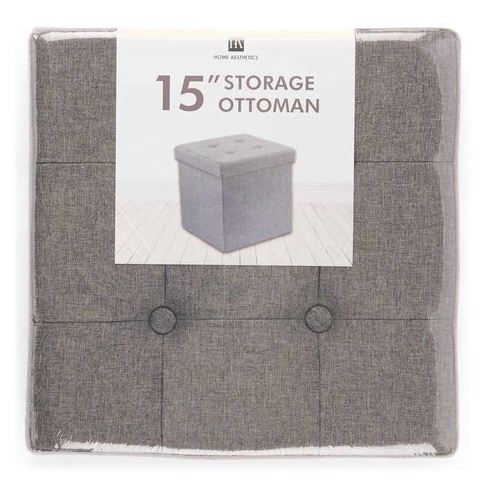 Pouf de rangement, gris – 15 x 15 x 15 po