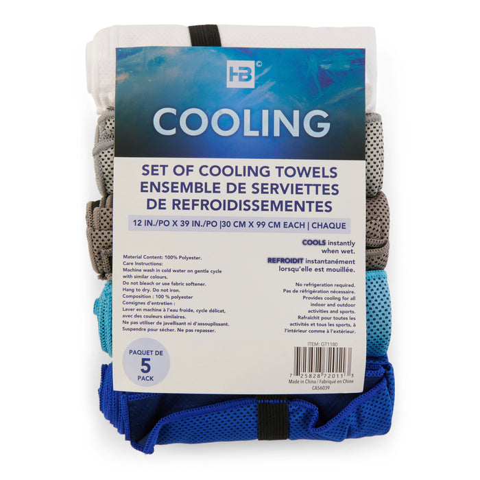 Cooling Gym Towels, 39-in x 12-in, 5 Pack