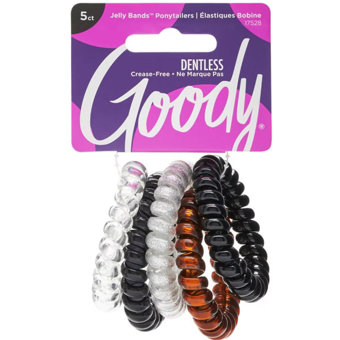 GOODY Trend Black & Clear Coil Elastics, 5-Pack