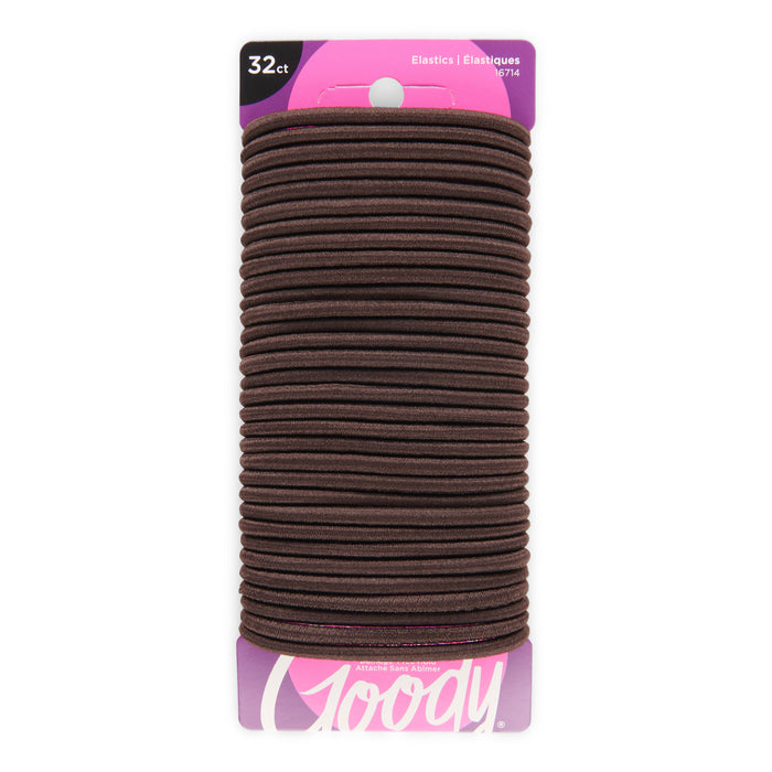 GOODY Brown Hair Elastics, 32-Pack