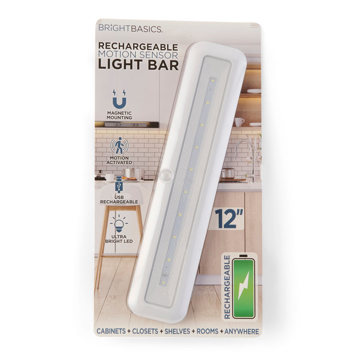 Barre lumineuse à détecteur de mouvement rechargeable Bright Basics – 2,5 x 12 po