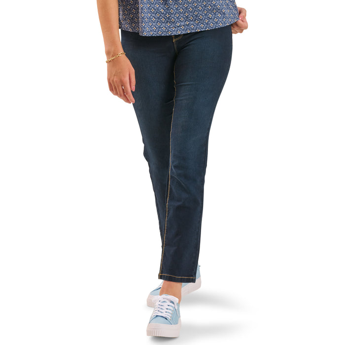 mySTYLE Women's Mid-Rise Slim Leg Jeans with Zip-Fly and Button Closure, 4, Dark Blue