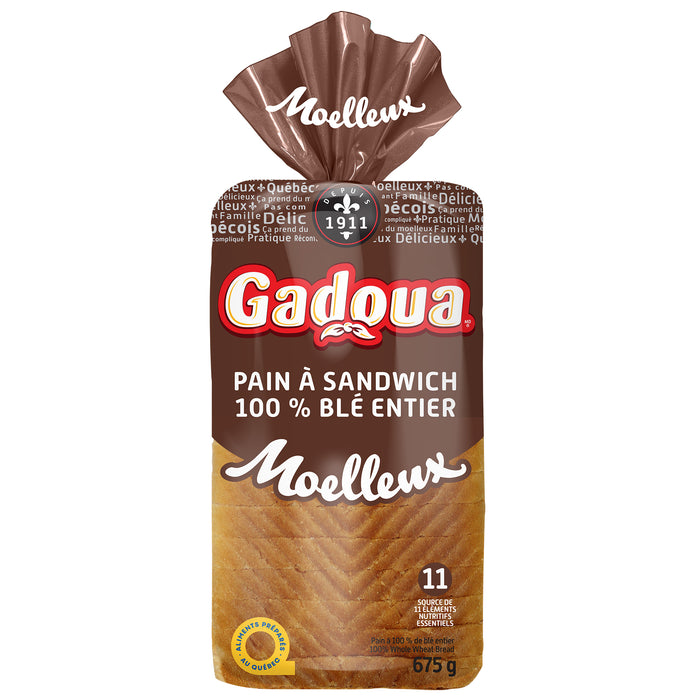 Gadoua 100% Whole Wheat Bread Sandwich Club, 675 g