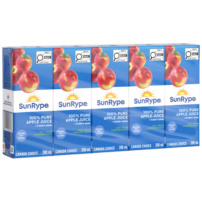 Boîtes de jus de pomme pur SunRype, emb. de 5