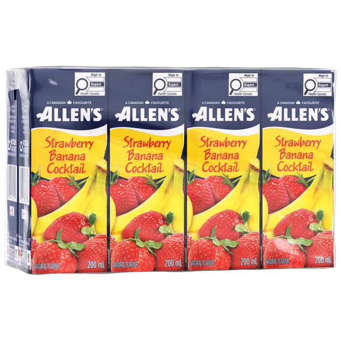 Allen's Strawberry Banana Cocktail,  8-Pack, 200 ml