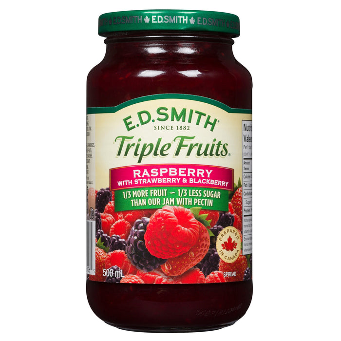 Tartinade Triple Fruits E.D. Smith aux framboises avec fraises et mûres - 500 ml
