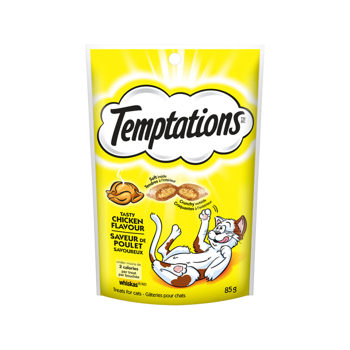 Gâteries pour chats TEMPTATIONS saveur de poulet savoureux, sachet de 85 g