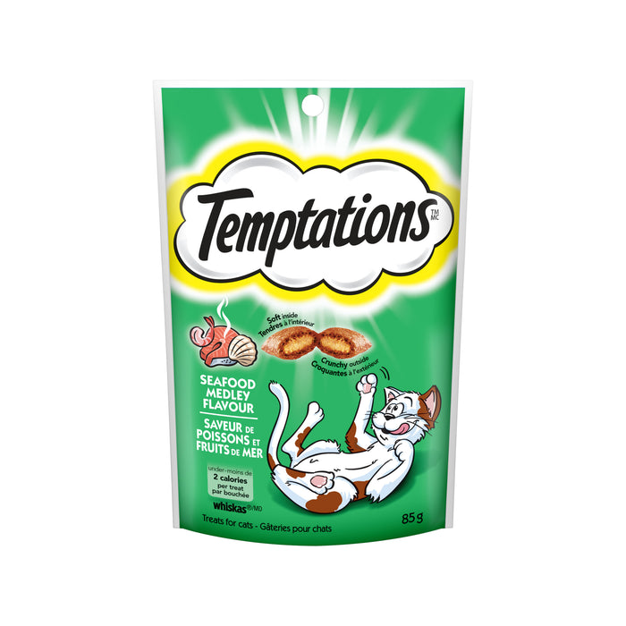 TEMPTATIONS Cat Treats, Seafood Medley Flavour, 12-Pack, 85 g