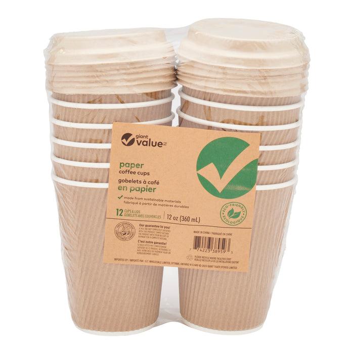 Gobelets à café Giant Value, emb. de 12, 12 oz