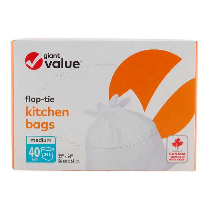 Giant Value Kitchen Garbage Bags, 22-in x 24-in, 40-Pack