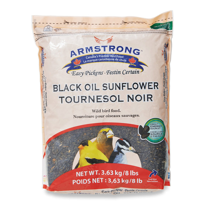 Graines de tournesol à l'huile noire pour oiseaux sauvages Armstrong, 3,6 kg