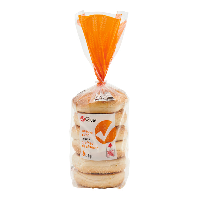 Giant Value Sesame Seed Bagels, 6-Pack, 510 g
