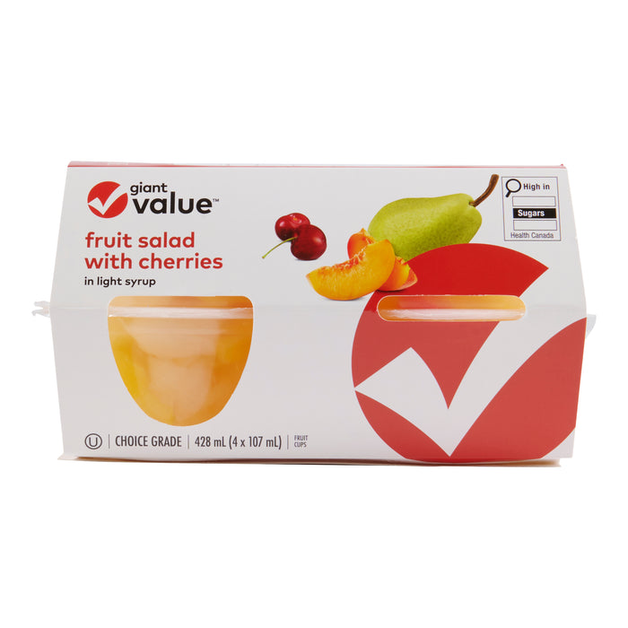 Giant Value Fruit Salad with Cherries in Light Syrup, 4-Pack