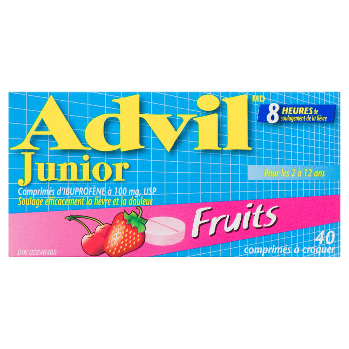 Junior Strength Advil Ibuprofen Chewable Fruit Tablets USP 100mg - 40 Tablets