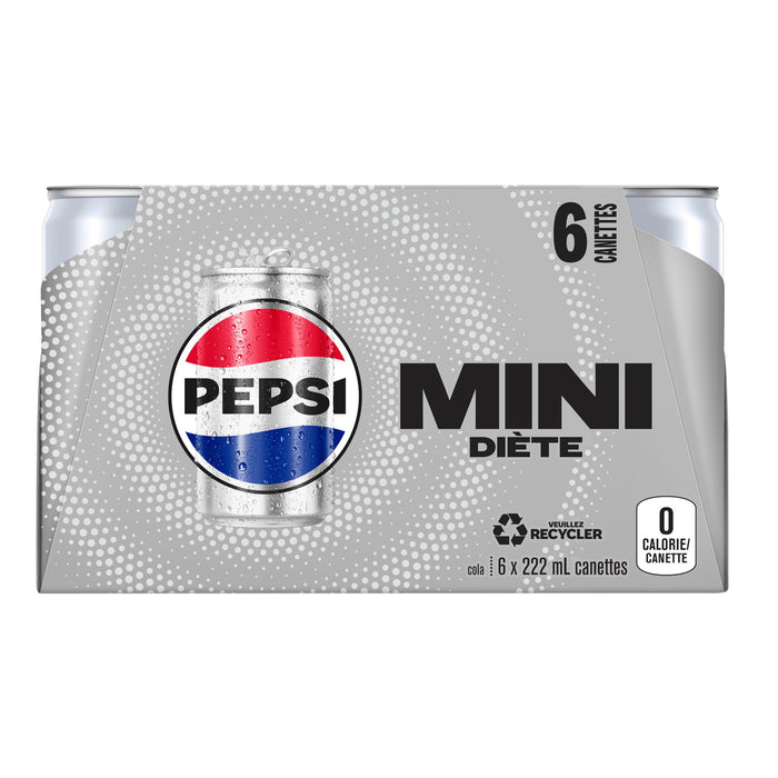 Diet Pepsi Sleek Mini Cans, 6-Pack, 222-mL