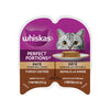 Nourriture humide pour chats adultes WHISKAS PERFECT PORTIONS pâté, repas à la dinde, barquette de 75 g