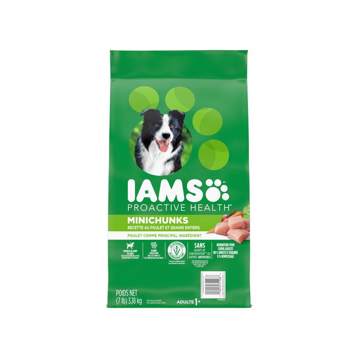 IAMS Adult Minichunks Dry Dog Food, Chicken & Whole Grains, 3.18 kg