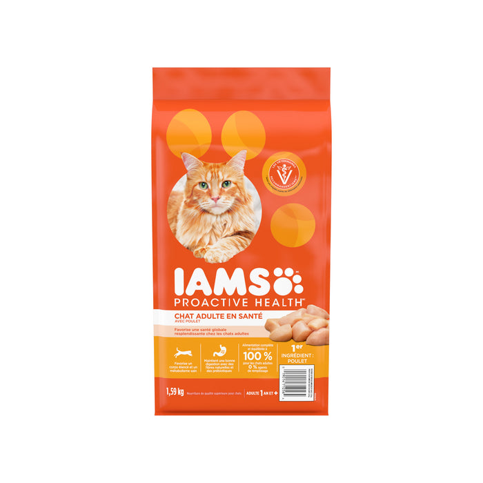 Nourriture sèche pour chats IAMS PROACTIVE HEALTH Chat adulte en santé avec poulet, sac de 1,59 kg