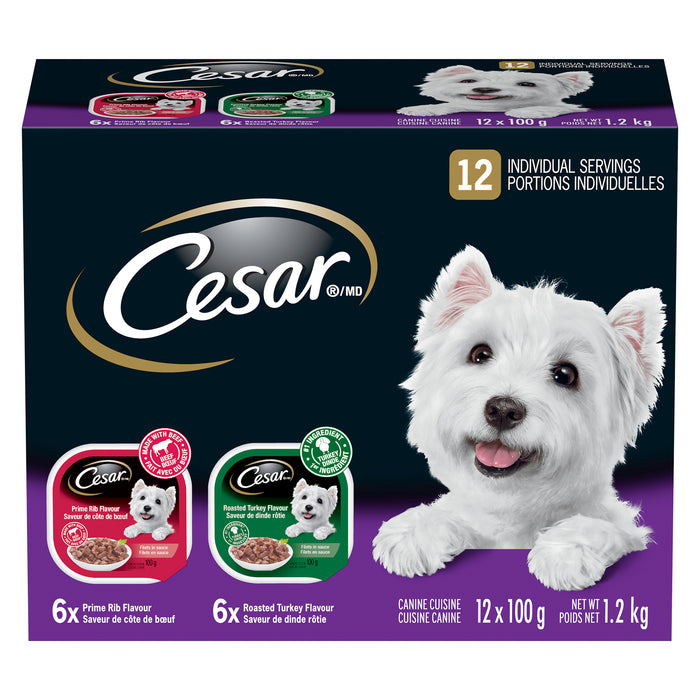 CESAR Filets In Sauce, Roasted Turkey & Prime Rib, 12-Pack, 100 g