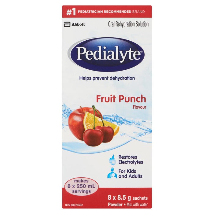 Pedialyte Fruit Punch Flavour Powder Sachets, 8.5-g, 8-Pack