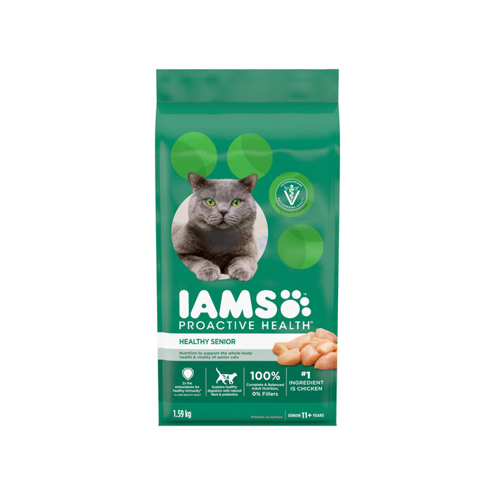 Nourriture sèche pour chats IAMS PROACTIVE HEALTH Chat âgé en santé avec poulet, sac de 1,59 kg
