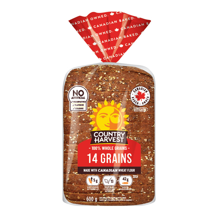 Country Harvest 100% Whole Grain Bread with Seeds 14 Grains, 600 g