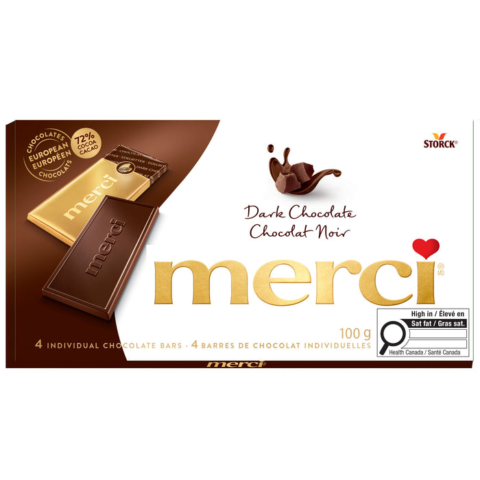 merci Chocolat Noir Barres Individuelles, emb. de 4, 100 g