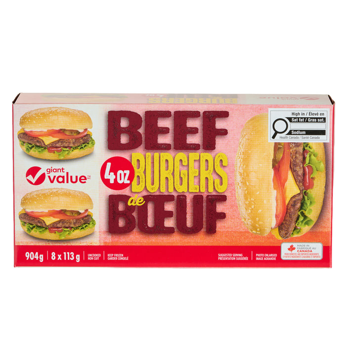 Giant Value Beef Burgers, 8-Pack, 907 g