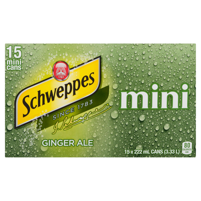 Schweppes Ginger Ale Mini Cans, 15-Pack, 222-ml