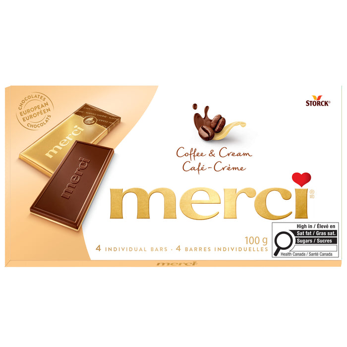 merci Café-Crème Barres Individuelles, emb. de 4, 100 g