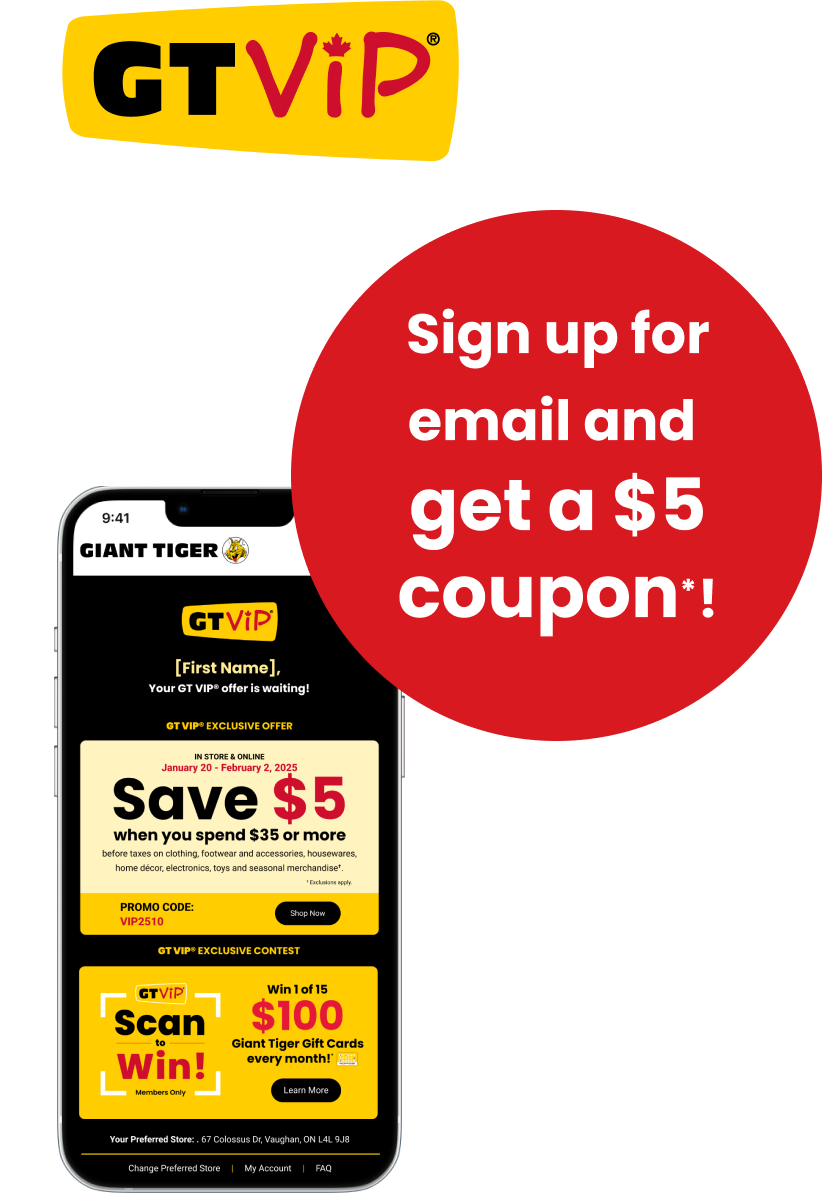 Sign up for email and get a $5 coupon*!