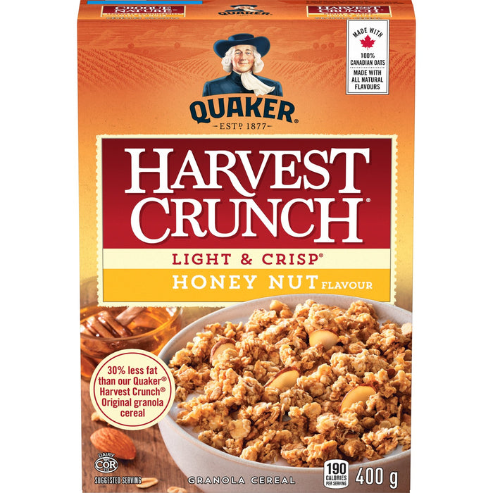 Quaker Harvest Crunch Light and Crisp Honey and Nut Cereal, 400g
