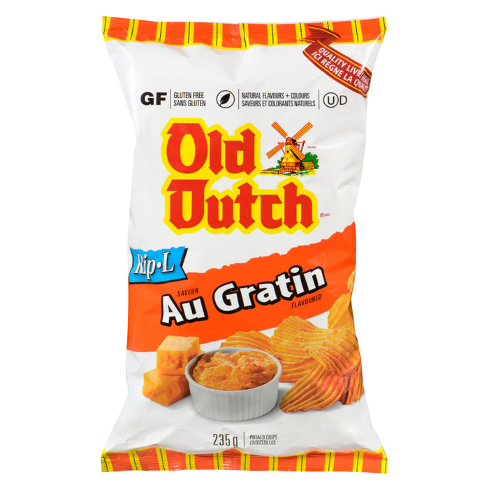 Old Dutch Rip-L Gratin Flavoured Potato Chips, 235-g