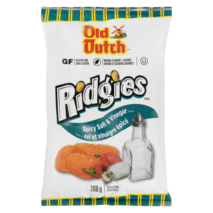 Croustilles saveur de sel et vinaigre épicé Ridgies d'Old Dutch - 200 g