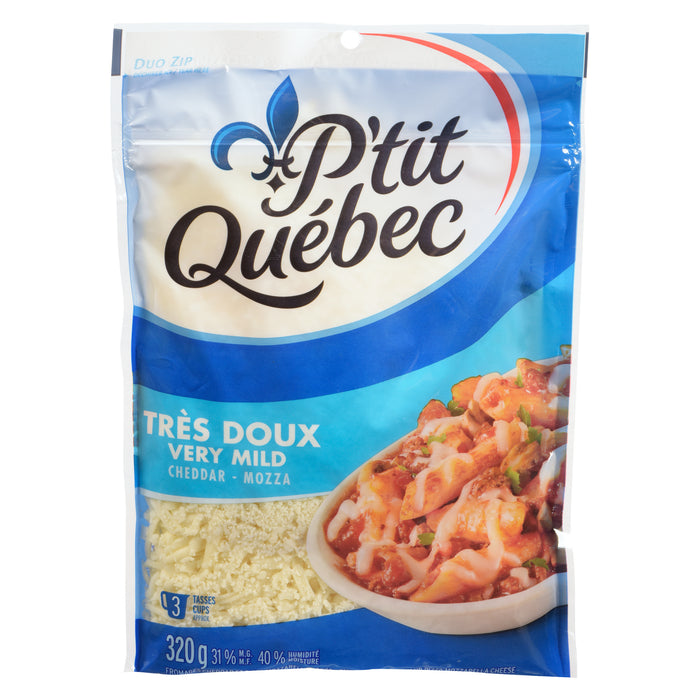 P'tit Québec Shredded Natural Cheese Cheddar and Pizza Mozzarella Very Mild 30 % M.F., 320-g