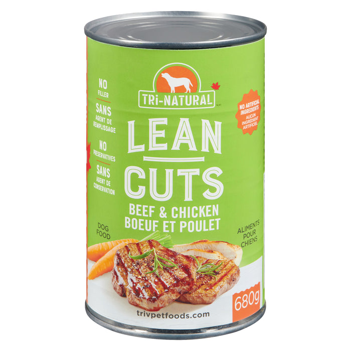 Tri-Natural Lean Cuts Beef and Chicken Canned Dog Food, 24-oz