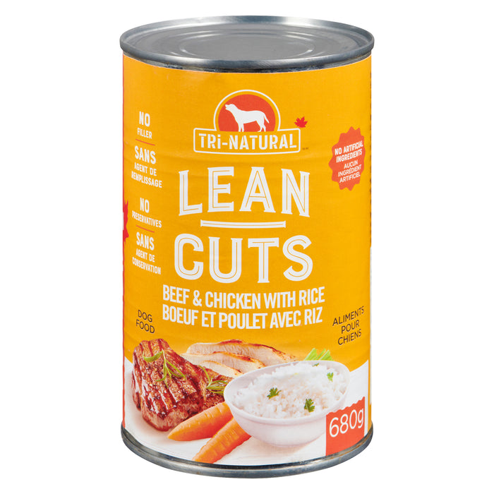 Nourriture pour chien au boeuf et poulet hachée maigres avec riz Tri-Natural - 680 g