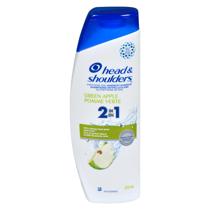 Head & Shoulders Green Apple 2-in-1 Dandruff Shampoo and Conditioner, 370-ml