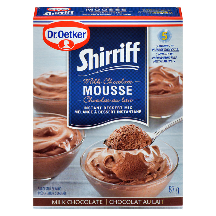 Préparation pour dessert mousse instantanée Shirriff de Dr. Oetker, chocolat au lait – 87 g