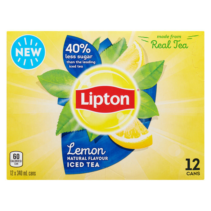 Lipton Lemon Iced Tea, 12-Pack, 340-ml