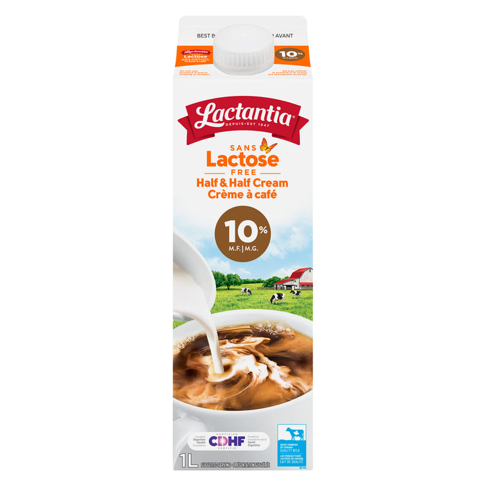 Lactantia Lactose Free 10% M.F. Half and Half Cream, 1-L