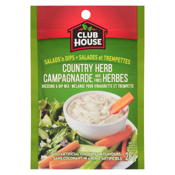 Club House Salads 'n Dips Country Herb Dressing and Dip Mix - 28g