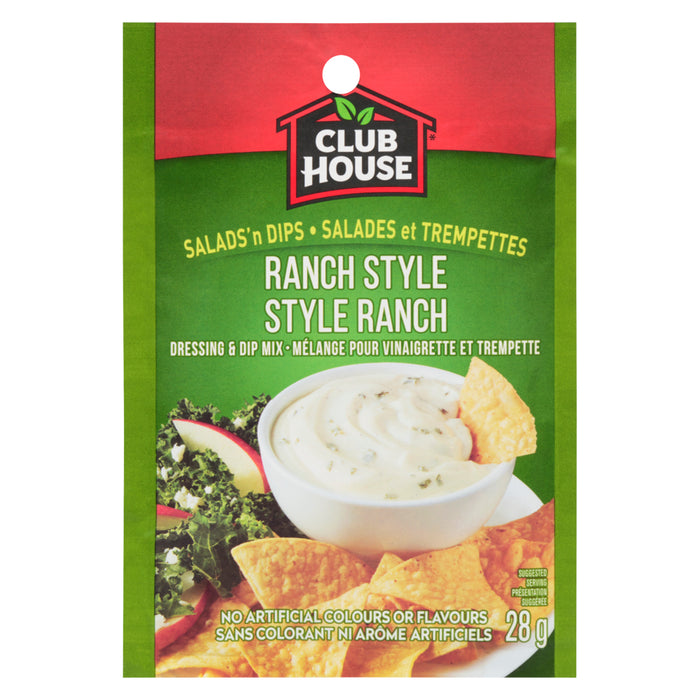 Mélange pour vinaigrette et trempette style ranch de Club House - 28 g